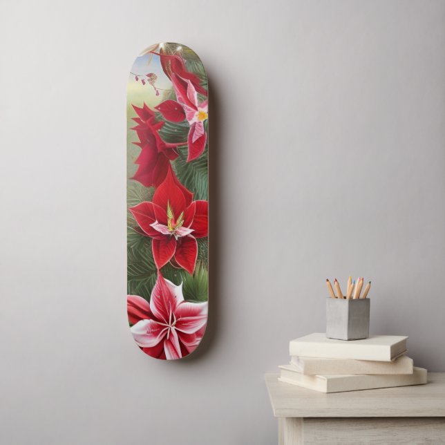 Röd och vit Amarillys och tall Mini Skateboard Bräda 18,5 Cm (Väggkonst)