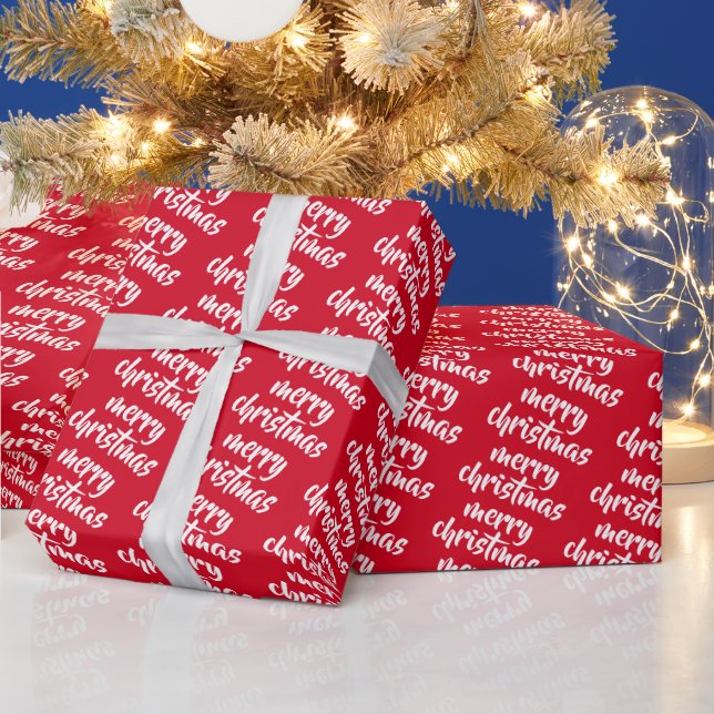 Röd Och Vit Anpassad Mall God Jul Present Presentpapper (Helgdagar)