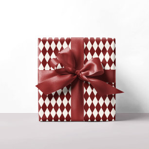 Röd och vit argyle Festive Modern jul Presentpapper
