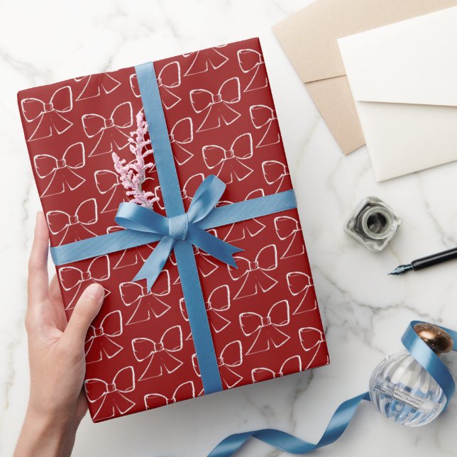 Röd och vit banderoll julklappspapper presentpapper (Gifting)