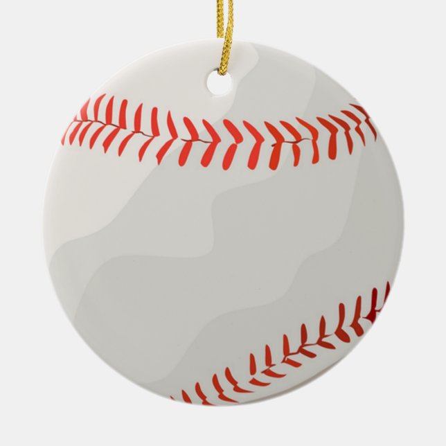 Röd och vit baseball boll julgransprydnad keramik (Framsidan)