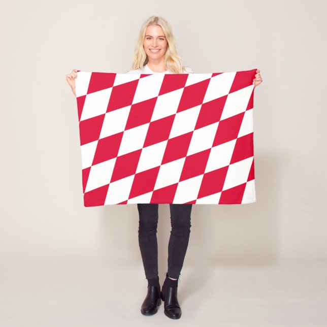 Röd och vit bavaria Diamond Flagga Mönster Fleecefilt (På plats)