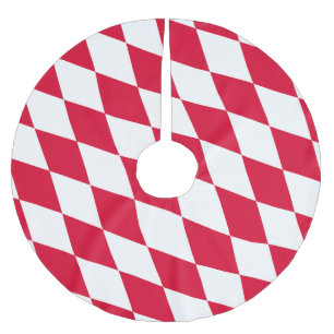 Röd och vit bavaria Diamond Flagga Mönster Julgransmatta Borstad Polyester