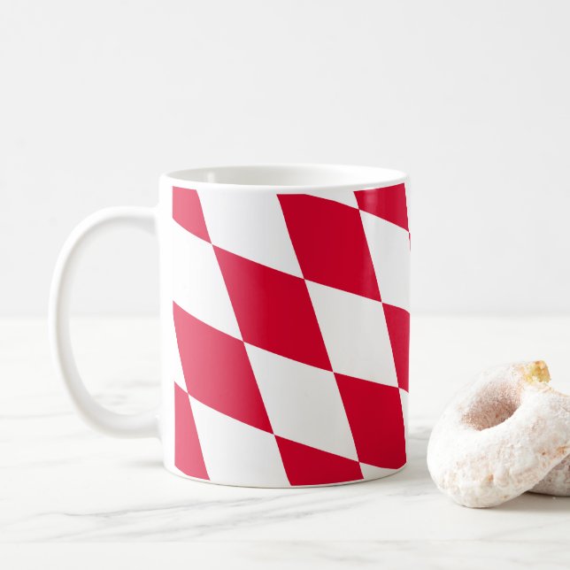 Röd och vit bavaria Diamond Flagga Mönster Kaffemugg (Med munk)