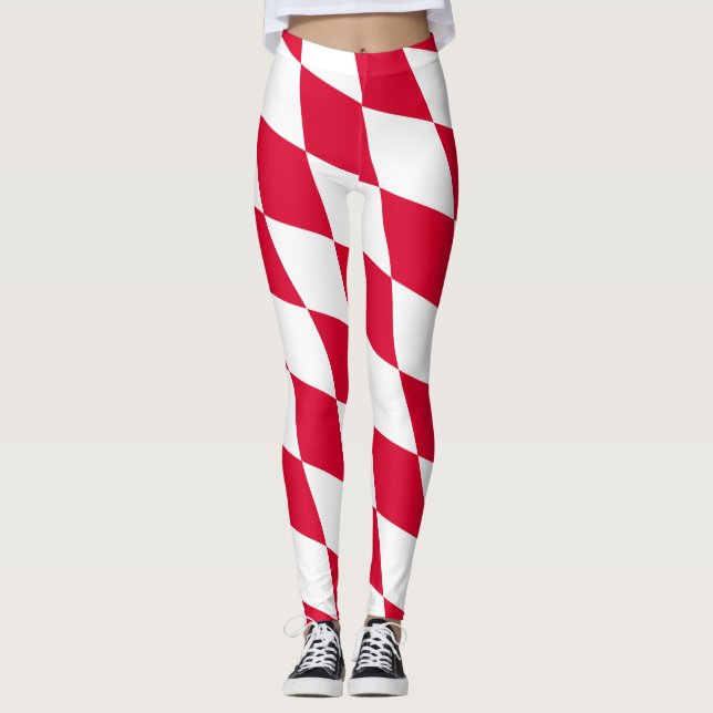 Röd och vit bavaria Diamond Flagga Mönster Leggings (Framsida)
