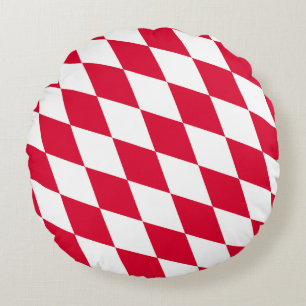 Röd och vit bavaria Diamond Flagga Mönster Rund Kudde