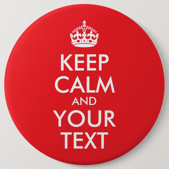 Röd och vit Behålla Lugn och text Knapp (Framsida)