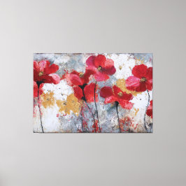Röd och vit blom abstrakt väggkonst canvastryck