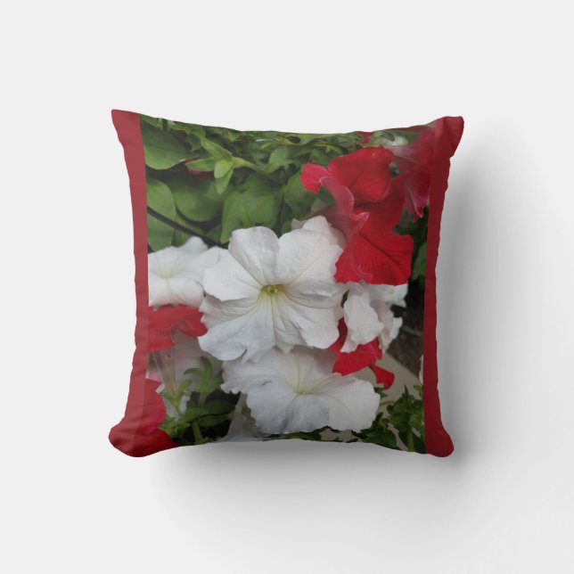 Röd och vit blomma Dekorativ kudde (Framsida)