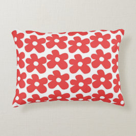 Röd och vit blomma Y2K Mönster Prydnadskudde