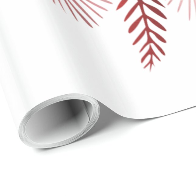 Röd och vit blommig mönstrad presentpapper (Rullad Hörn)