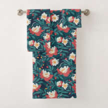 Röd och vit Blommigt