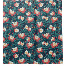 Röd och vit Blommigt