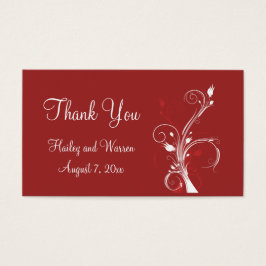 Röd och vit Blommigt Bröllopsförmån Märkre Visitkort