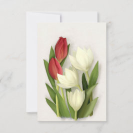 Röd och vit Blommigt Kort