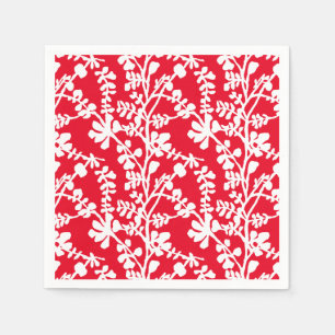 Röd och vit Blommigt som repeterar Mönster Pappersservett