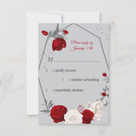 röd och vit blommor, geometrisk grått-OSA kort