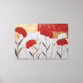 Röd och vit blomsterguld Abstrakt Väggkonst Canvastryck
