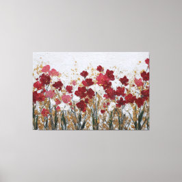 Röd och vit blomsterguld Abstrakt Väggkonst Canvastryck