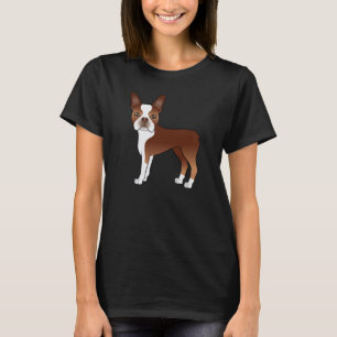 Röd och vit Boston Terrier hund illustration T Shirt