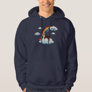 Röd och vit Boston Terrier Regnbågsminne Hoodie