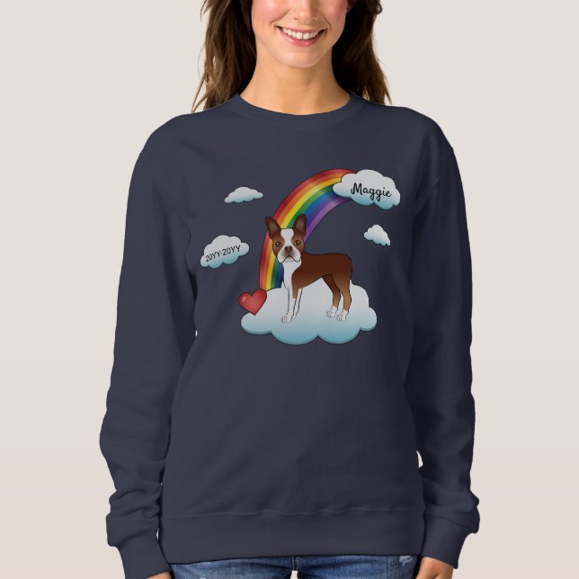 Röd och vit Boston Terrier-regnbågsminne T Shirt (Framsida)