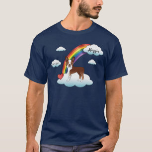 Röd och vit Boston Terrier Regnbågsminnes T-shirt