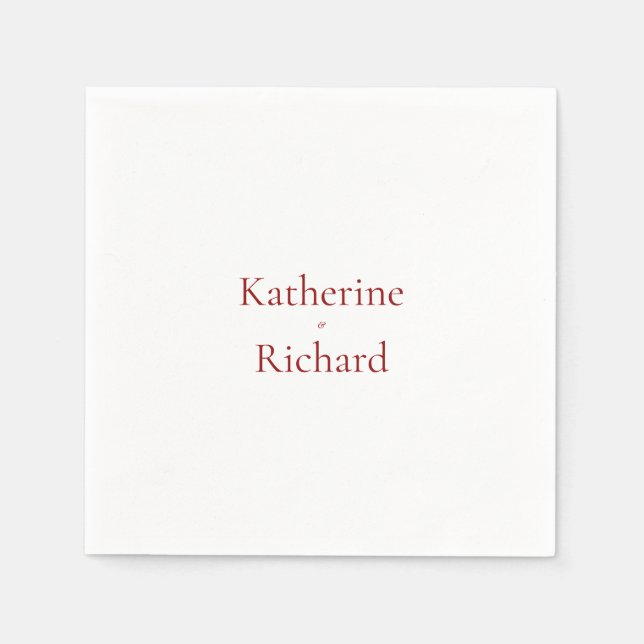 Röd och vit bröllopscocktail pappersservett (Framsidan)