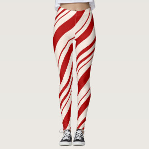 Röd och vit Candy cane strippad Leggings