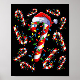 Röd Och Vit Candy Cane Tomte Jul Rolig Xma Poster
