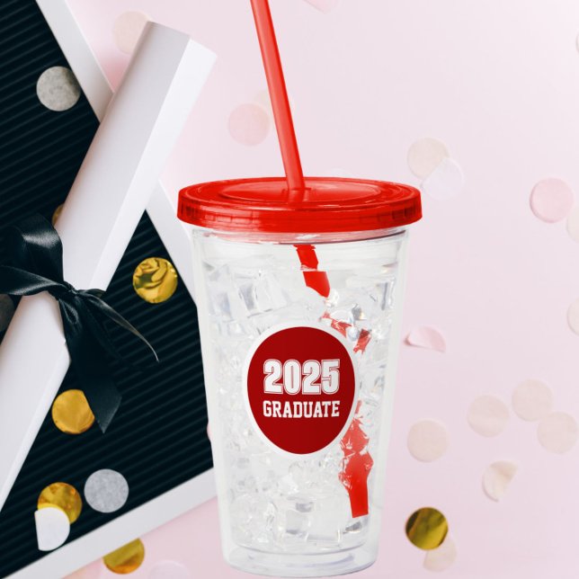 Röd och vit cirkel Student år Take Away Mugg (In Situ Graduation)