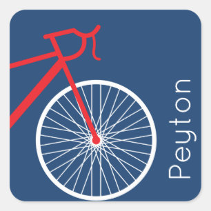 Röd och vit cykel fyrkantigt klistermärke