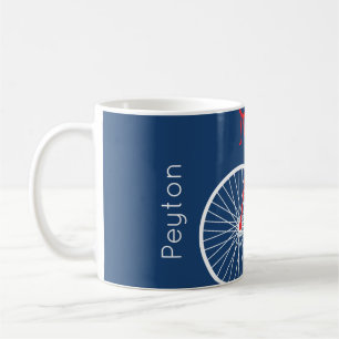Röd och vit cykel kaffemugg