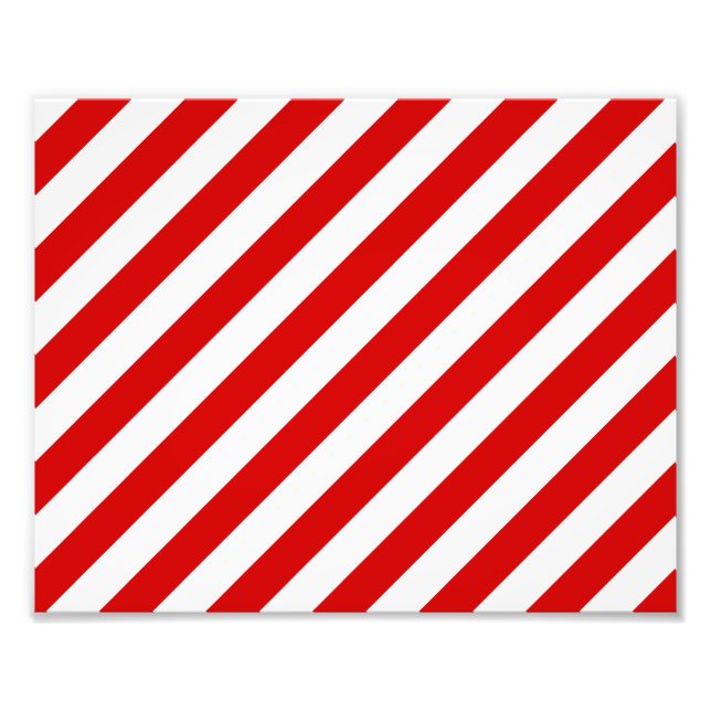 Röd och vit diagonal Rand Mönster Fototryck (Framsidan)