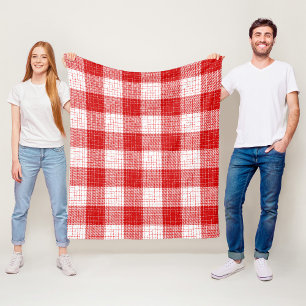 Röd och vit djärv rutig pläd-design fleecefilt