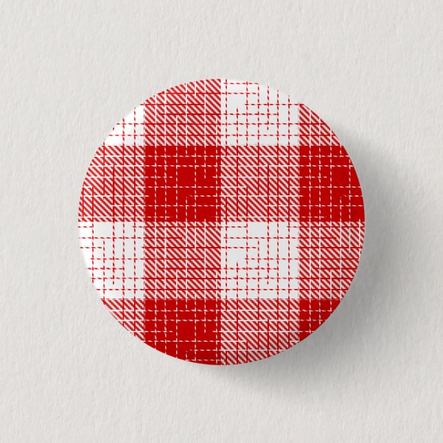 Röd och vit djärv rutig pläd-design  knapp (Framsida)
