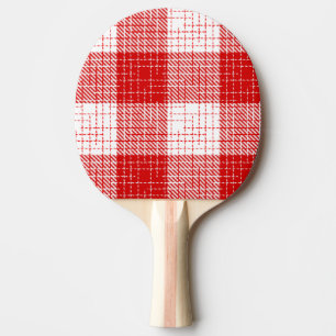 Röd och vit djärv rutig pläd-design pingisracket