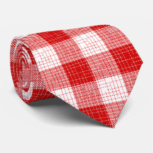 Röd och vit djärv rutig pläd-design  slips