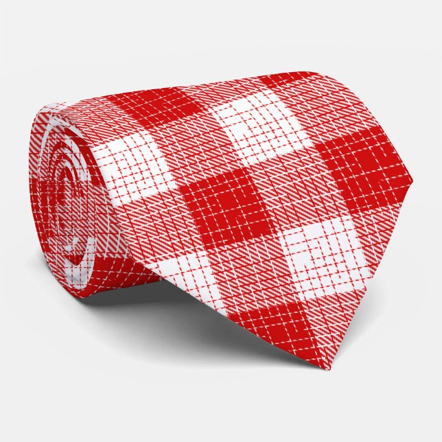 Röd och vit djärv rutig pläd-design  slips (Skapare uppladdad)