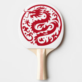 Röd och vit drakpersonaliserad pingisracket