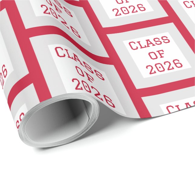 Röd och Vit Examenspresentpapper | 2026 Presentpapper (Rullad Hörn)
