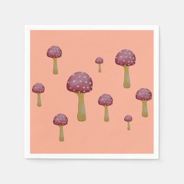 Röd och vit fläckig svamp pappersservett (Framsidan)