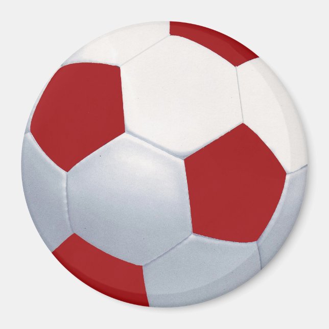Röd och vit fotboll - fack, magnet (Framsidan)