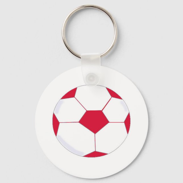 Röd och vit fotboll nyckelring (Framsida)