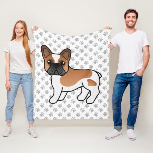 Röd Och Vit Fransk Bulldogg Söt Tecknad Hund Fleecefilt