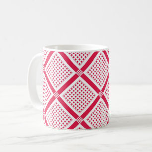 Röd och vit geometrisk rutig mönster retro kaffemugg