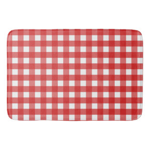 Röd och vit gingham badrumsmatta