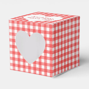 Röd och vit gingham hjärtfavoritlåda presentaskar