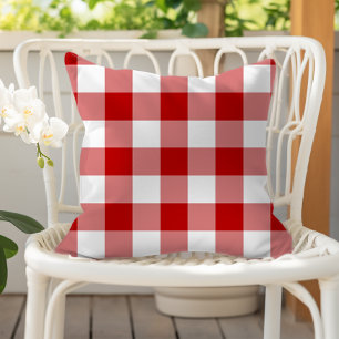 Röd och vit Gingham-kontrollrutig mönster Kudde