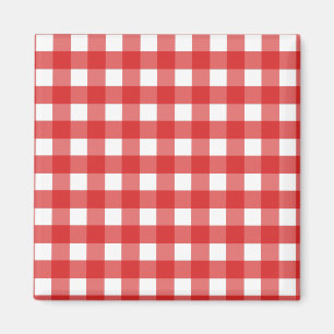 Röd och vit gingham magnet